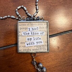 Friendship Long Necklace Vintage Font and Photo-Can be worn on either Side